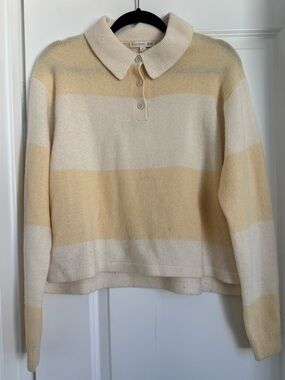 JW Anderson x Uniqlo Lambswool Polo Sweater Striped Cream Women’s Size Medium